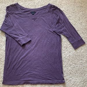 American Eagle Purple Blouse with Lace Detail